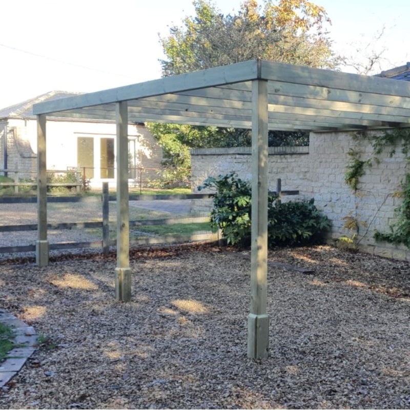 Baudelio Solid Wood Pergola, 14 ft x 6 ft, Light Green