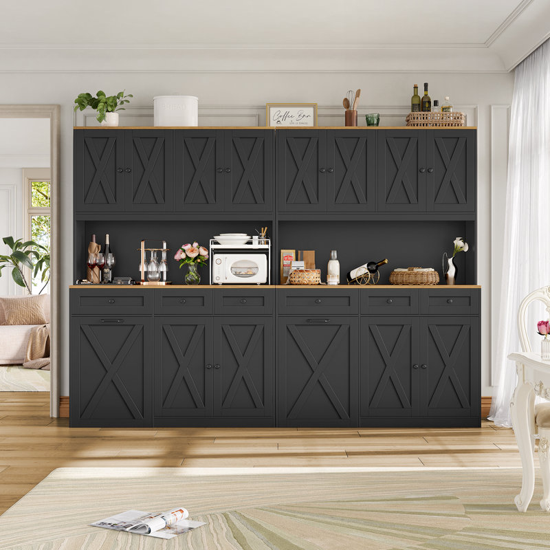 Pull-out Trash Cabinet, Free Standing Kitchen Storage Cabinet, For Kitchen Living Room, Black