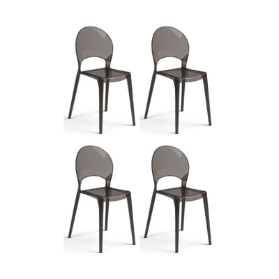 SET OF 4 POLYCARBONATE CHAIRS PEARL - GREY