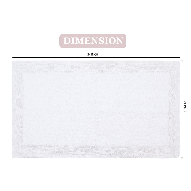 Tapis de bain réversible de couleur unie BRUSS, Blanc, L 21 po x L 34 po