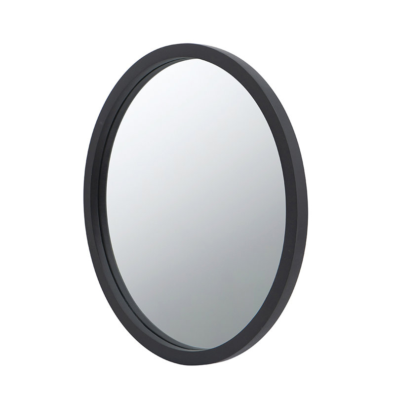 Charming Wooden Frame Wall Mirror, Black
