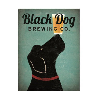  Wrapped Canvas Wall Art - Ryan Fowler 'Black Dog Brewing Co V2' Wall Art for Living Room, Bedroom, or Office Décor - 35x47