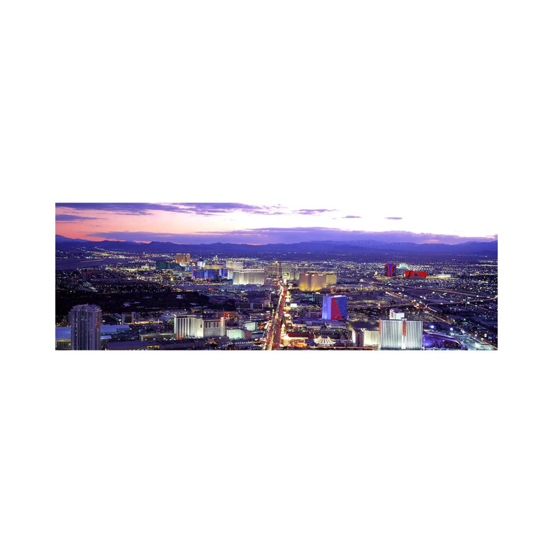 Dusk Las Vegas NV USA 1 Piece Wrapped Canvas Panoramic Wall Art, 121.92 cm H x 40.64 cm W x 1.91 cm D
