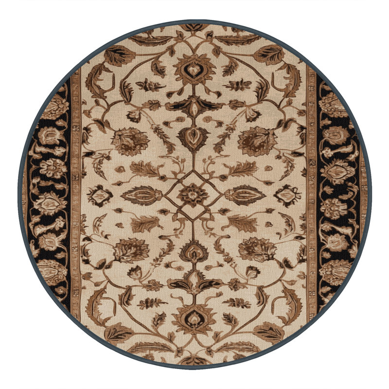 Tapis brun lavable à la machine, Rond 6 pi