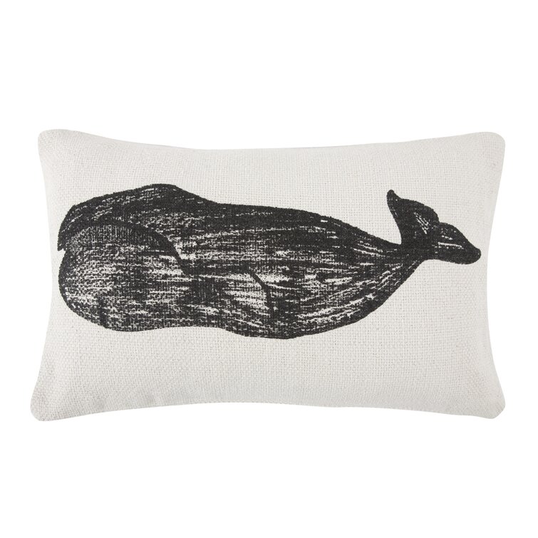 Whale Cotton Reversible Throw Pillow