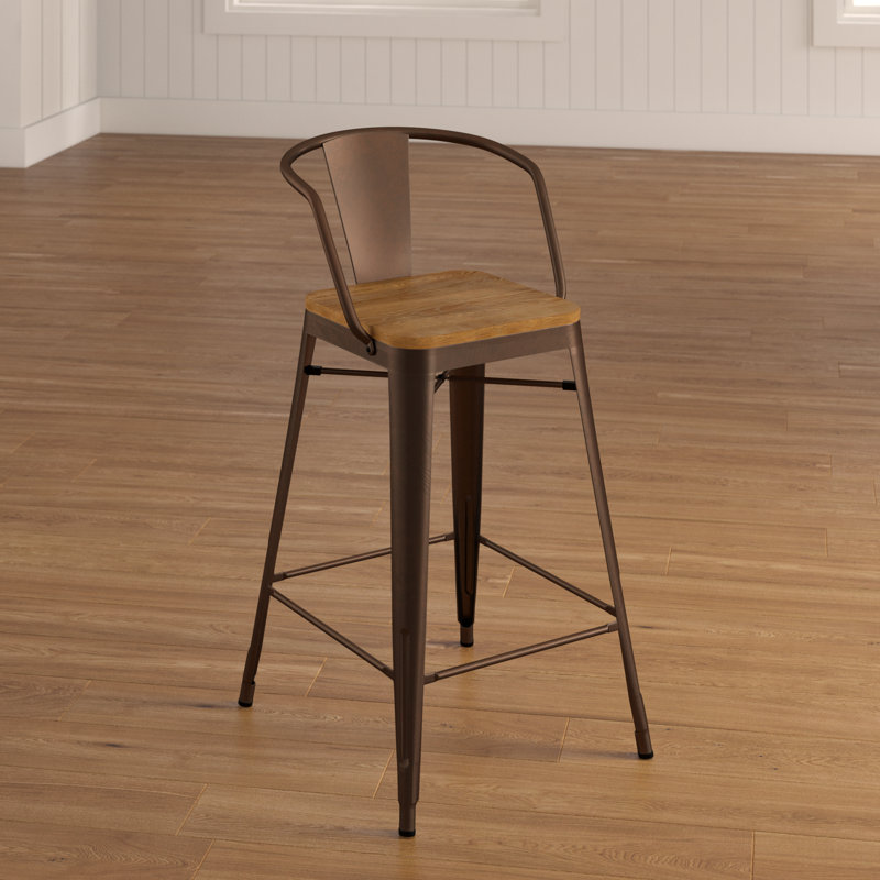 Counter Stool with Metal Frame, Brown