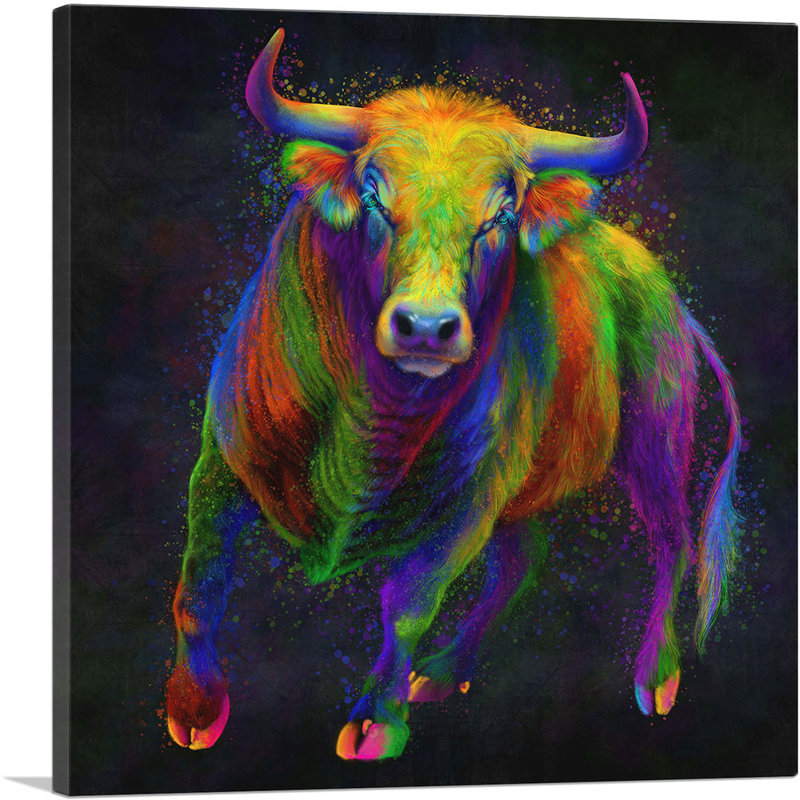 Bull, bovin, bouvillon, bouvillon, impression sur toile tendue, H 36 po x l 36 po x 1,5 po