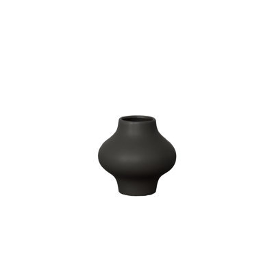 Ceramic Round Bellied Vase with Narrow Mouth Matte Finish Black..6.25"x6.25"x6.00"H