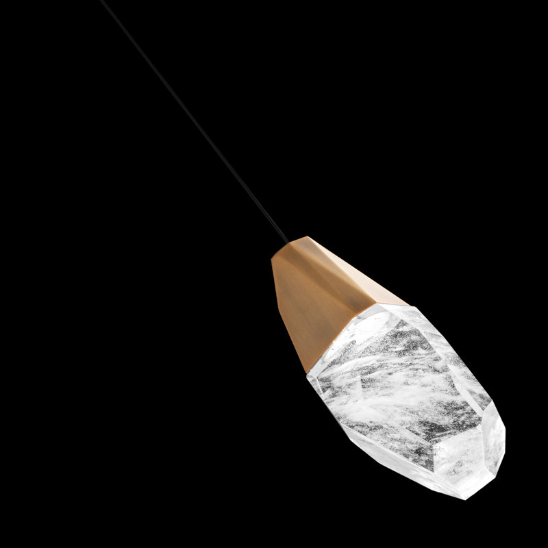Martini 1 - Light LED Pendant, Aged Brass, Optic Haze Crystal