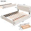 Lit plateforme tapissier avec 2 tiroirs et 1 lit gigogne simple TG - Tissu en lin beige grand-1726717366