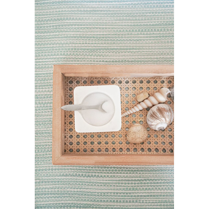 Aqua Striped Acrylic Rectangle Placemat