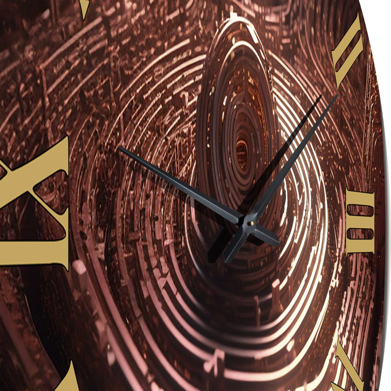 Horloge murale en métal «Heart Of The Pink Chrome Labyrinth I», Très grand