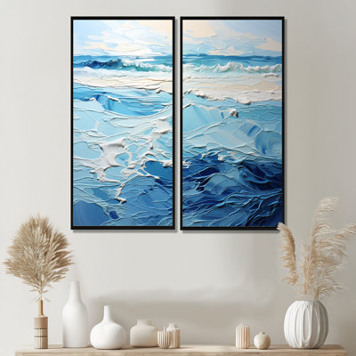 «Blue Waves of the Coast II», art mural sur toile 2 pièces