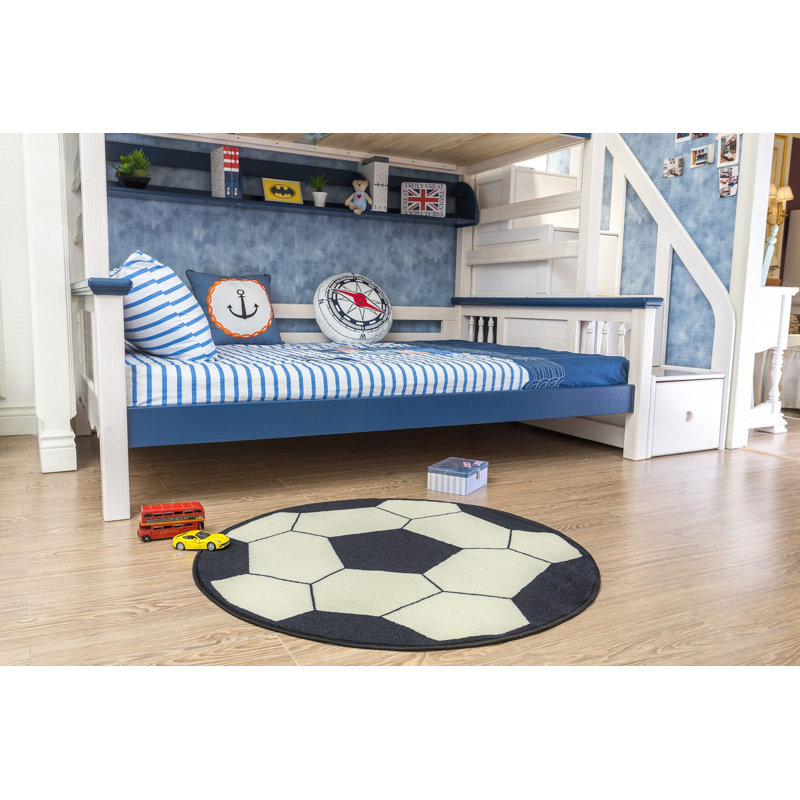 Furnish My Place Soccer Round Play Area Rugs for Kids | Round Shaped | Kindergarten Classrooms and Playrooms | Contemporary | Multicolor | Soccer Round