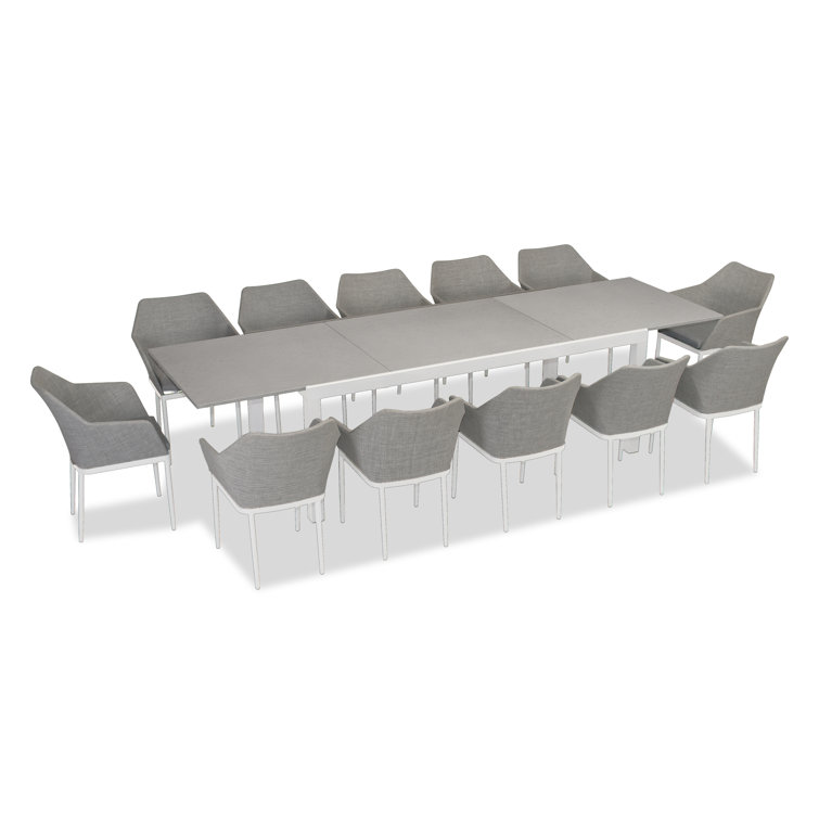 Inaya Rectangular 12 - Person 126" Long Powder Coated Aluminum Dining Set with Cushions