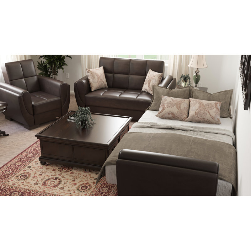 Fauteuil de rangement élégant en microfibre brune - Créez un look chic et confortable avec rangement