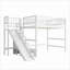 Lit mezzanine double blanc avec escalier de rangement, glissade et lumière DEL intégrée