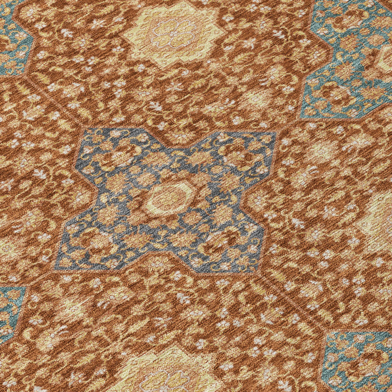 Machine Washable Indoor/Outdoor Chantille ACN2566 Damask Rug, Paprika, 2'6" x 3'10"