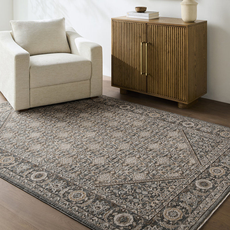 Moroccan Area Rug, Grey/Taupe/Brown, Rectangle 200 x 290 cm