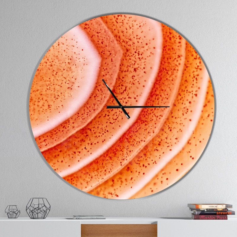 Agate macédonienne rouge - horloge murale moderne, Surdimensionné