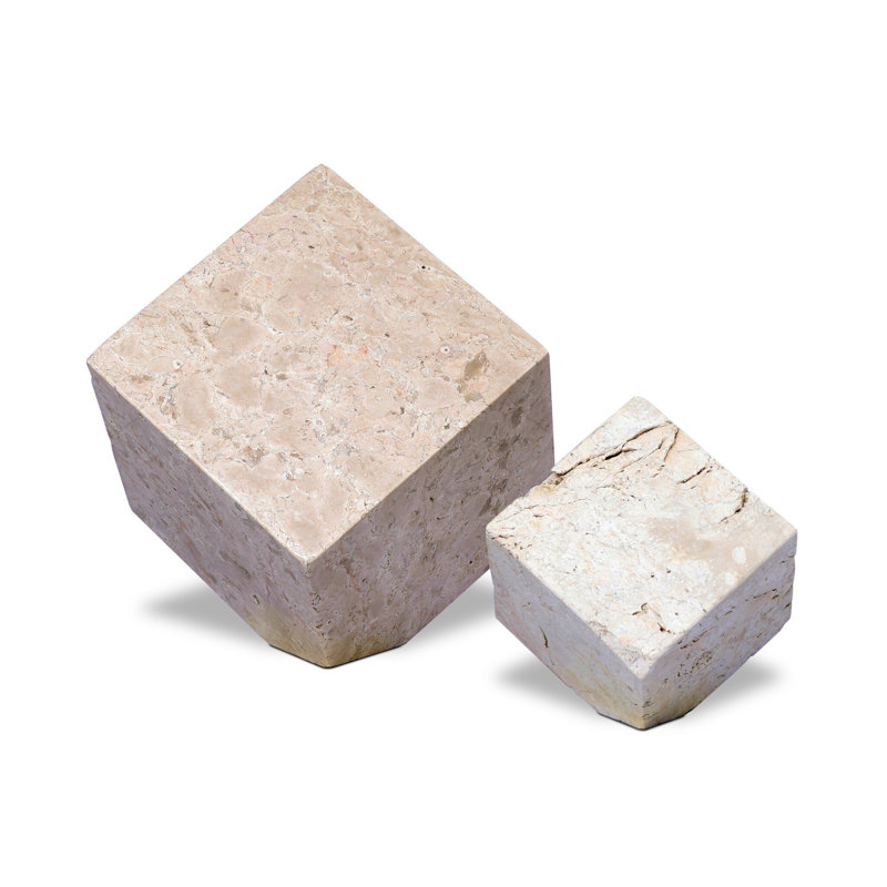 Travertine Cube Sculpture Set-Romano Fosse Travertine