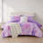 4 Pieces King/Cal King Watercolor Tie Dye Printed Comforter Set with Throw Pillow,Purple-135109962