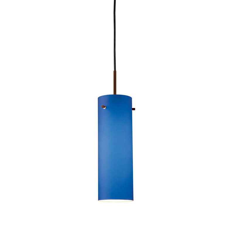 Luminaire suspendu cylindrique à 1 lumière Titan, Chrome, Bleu, Oui
