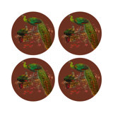 Family Pheasants Vegan Leather Round Pebble Placemat