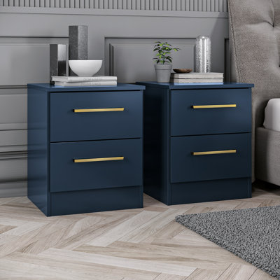 Ensemble de 2 tables de chevet avec rangement à double tiroir Jolyne