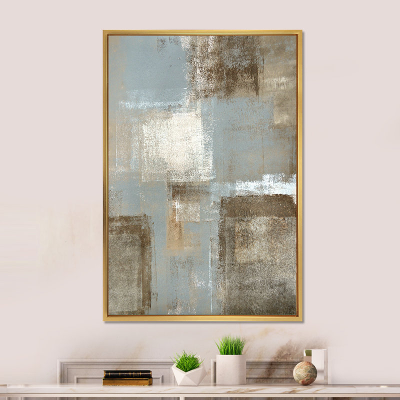 «Gray Meets Brown Abstract Art VI», reproduction sur toile, H 20 po x l 12 po x P 1 po, Cadre flottant doré