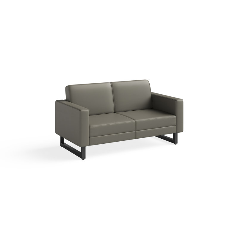 Causeuse Mirella, Cuir gris, Noir