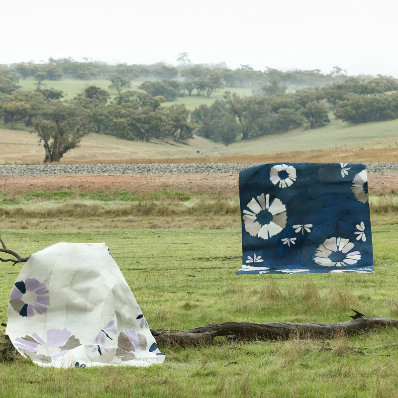 Shibori Cowhide Floral Indoor Rug, Rectangle 7' x 10'