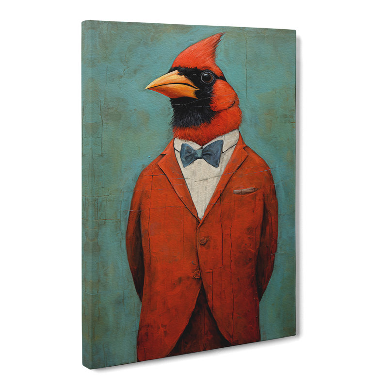 Cardinal Bird Expressionism No.2 - Wrapped Canvas, 50cm H x 35cm W x 3cm D