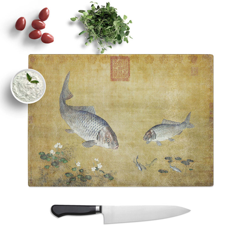 Tempered Glass Plants and Fish by Lang Shining Chopping Board, 39 cm W x 28.5 cm L
