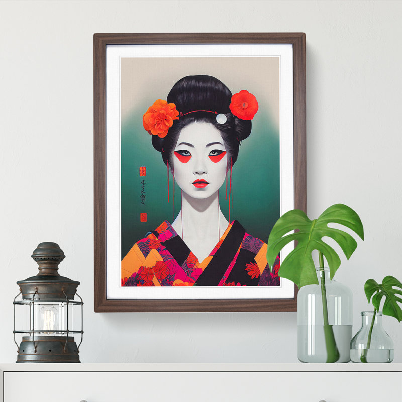 Contemporary Geisha No.5 1 Piece Single Picture Frame Wall Art, 64cm H x 46cm W x 2cm D, Walnut