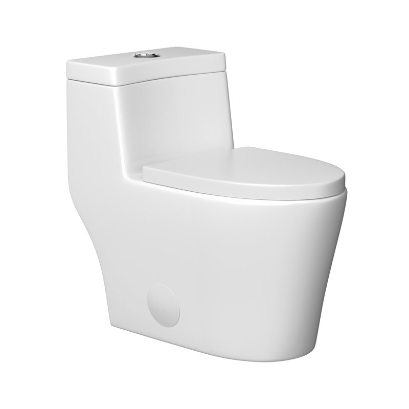 Toilette allongée monopièce à double chasse (siège inclus)