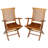 Folding Teak Patio Dining Armchairs Includes 2