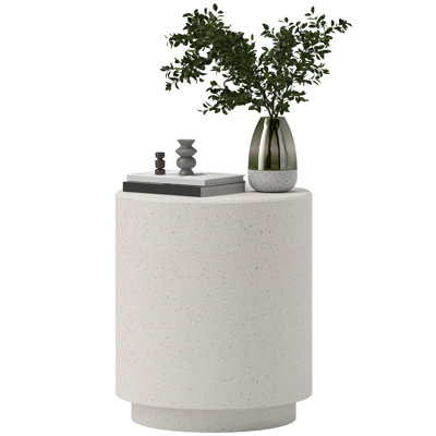 Lightweight Accent Table with Terrazzo Finish , Cream White by Ebern Designs