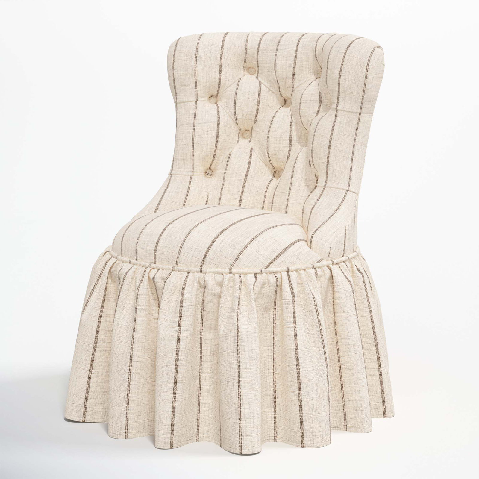 Minnie Upholstered Side Chair, Fritz Charcoal Stripe