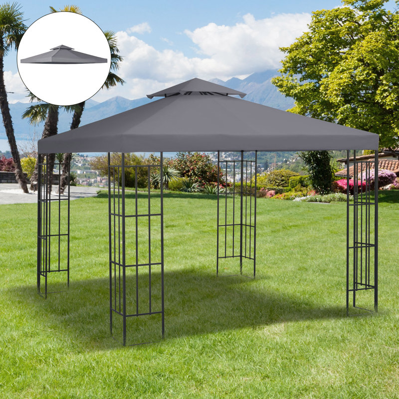 Outsunny 9.8' X 9.8' Gazebo Replacement Canopy, 2-Tier Top UV Cover For 9.84' X 9.84' Outdoor Gazebo, Dark Gray (TOP ONLY)