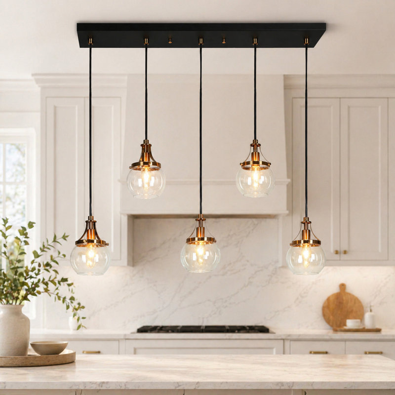 Luminaire suspendu pour îlot de cuisine 5 lumières Lama