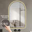 Miroir arqué noir 32 po x 60 po pour salle de bain, indicateur de temps et de température, brouillard, 3 couleurs, rétroéclairage, meuble-lavabo moderne avec présentoir, températures variables, cadre, finition parfaite