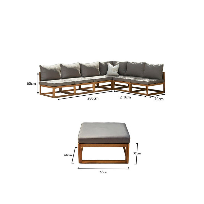 Rimasha Garden Lounge Set with Cushions, Beige