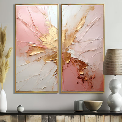 Fusion de peinture dorée et rose - impressions sur toile modernes beiges
