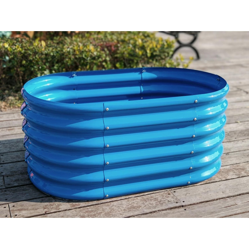 Kids Raised Garden Beds Outdoor (3-Pack)-40X24X18In Oval Round Galvanized Metal Planter Box For Planting Vegetables, Flowers, Fruits, Eco-Safe & Easy Setup