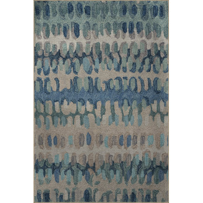 Blue Green Themed Abstract Patterned Creative Modern Decorative Carpet