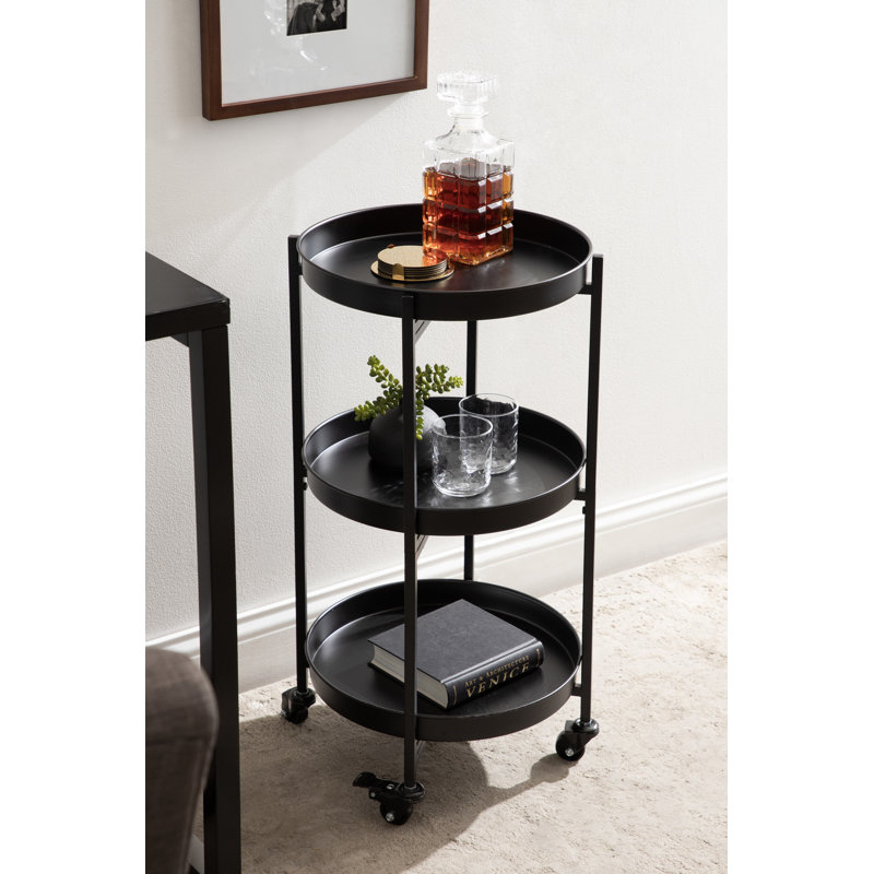 Ekta Metal Bar Cart, Black, Black