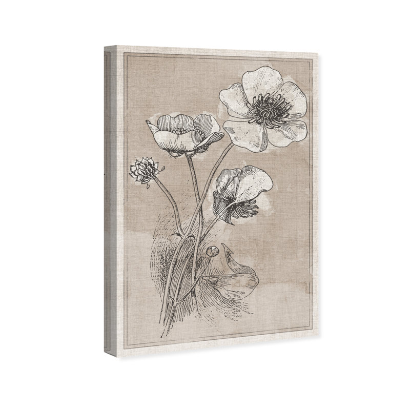 " Poppies On Linen " by Oliver Gal, Canvas, 81" H x 54" W