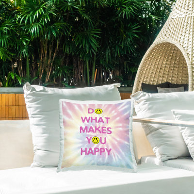 Coussin décoratif d'extérieur imprimé "Tie Dye Happy" par CAD Designs