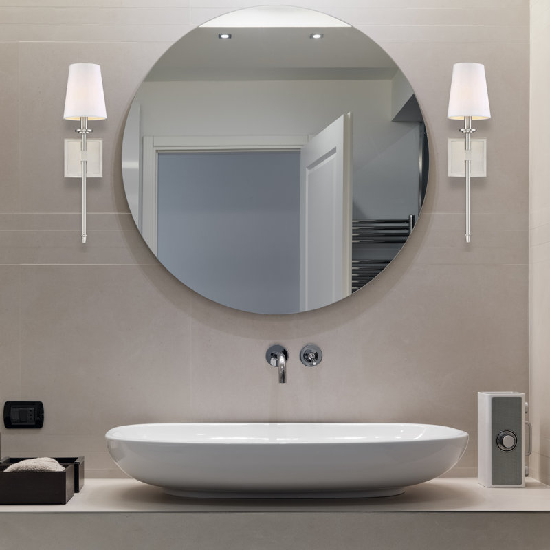 Applique murale 20 lumières Latitude Run® Aileth + abat-jour en lin, finition chrome, Laiton nickel